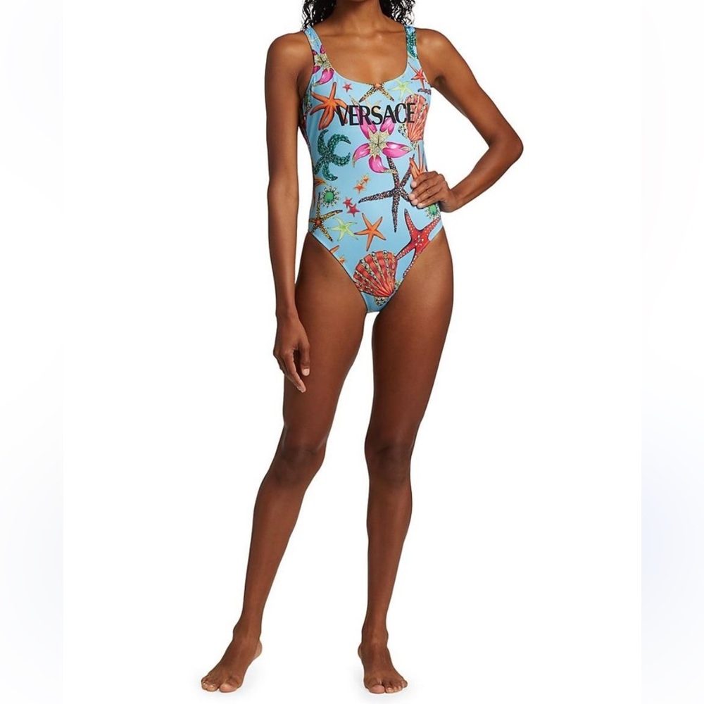 Versace BAROCCO JOCKSTRAP Trésor de la Mer Print One-Piece Swimsuit - Picture 4 of 16